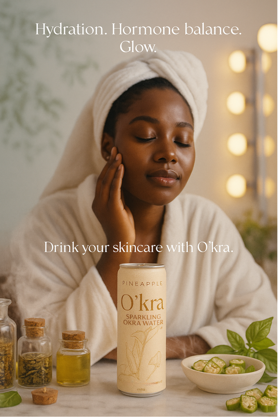 o’kra – sparkling okra water (pineapple) | hydration & skin health (pre-order)