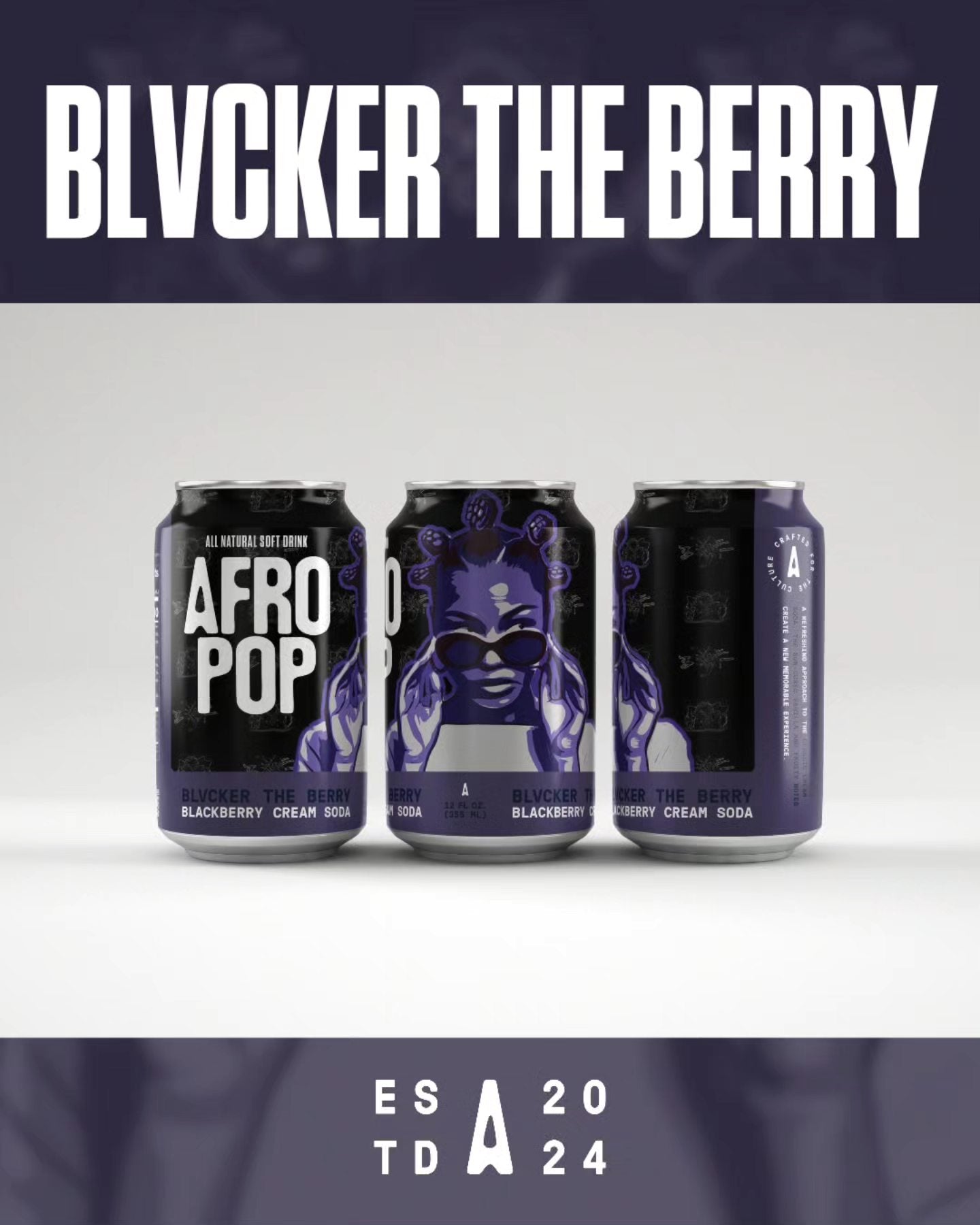 afropop all-natural soft drink – blvcker the berry (12 pack, full sugar)