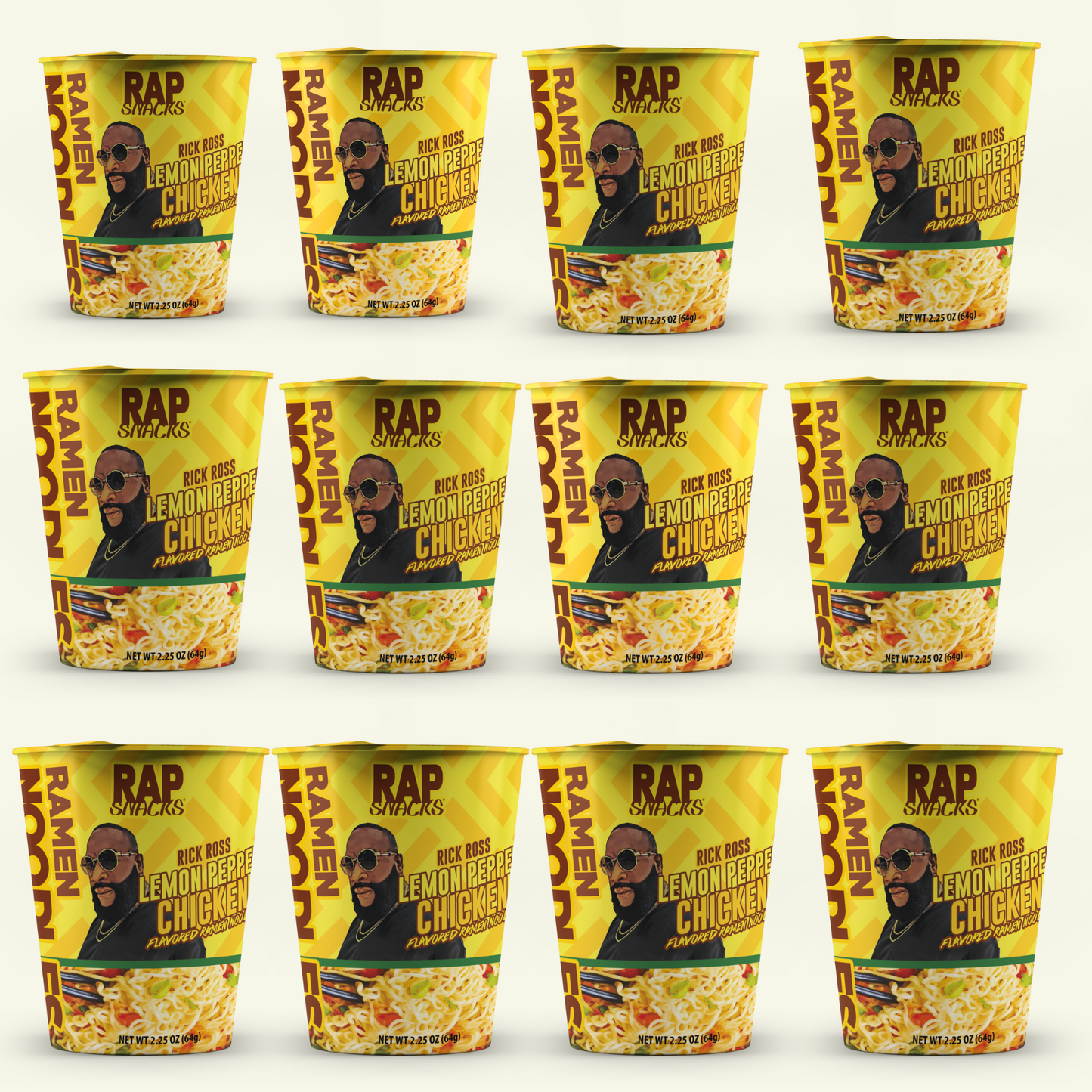 rap snacks rick ross lemon pepper chicken flavor ramen noodles | (12) 2.25oz cups