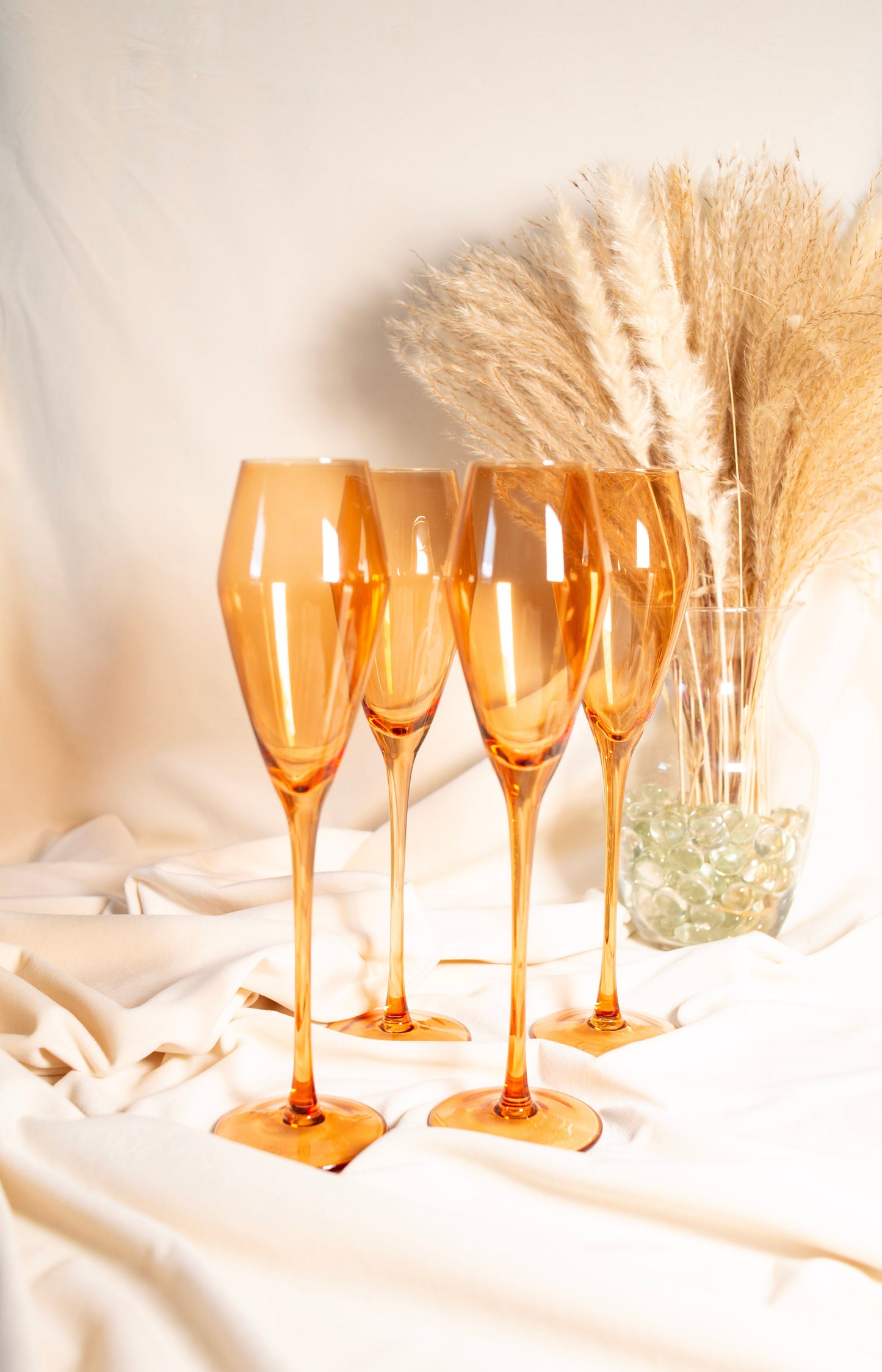 silk brandy brown - champagne tulips - set of 4