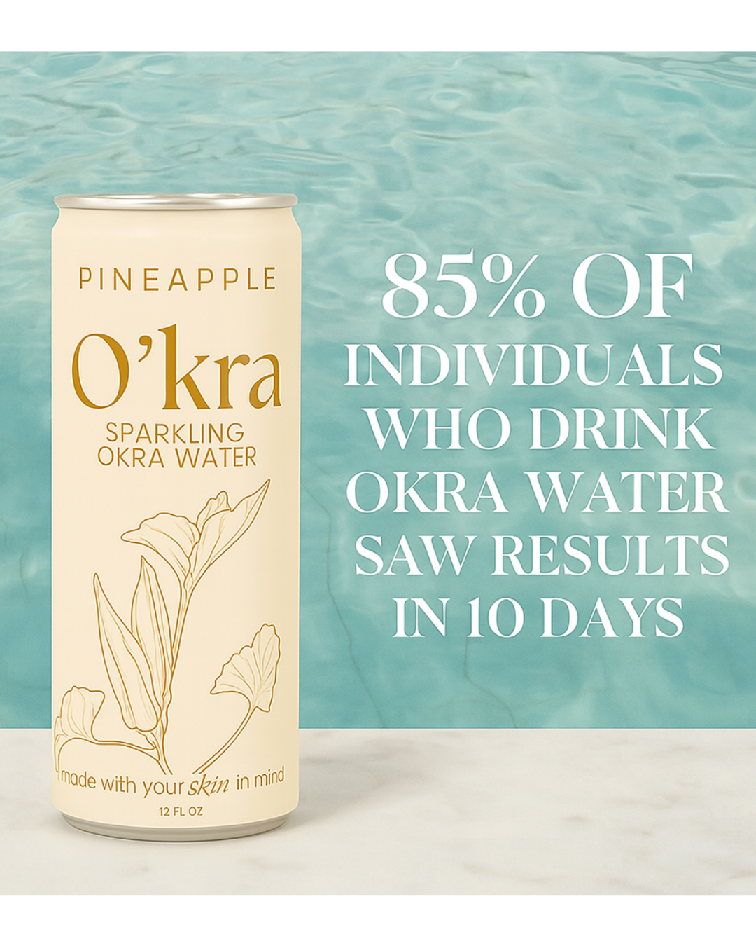 o’kra – sparkling okra water (pineapple) | hydration & skin health (pre-order)