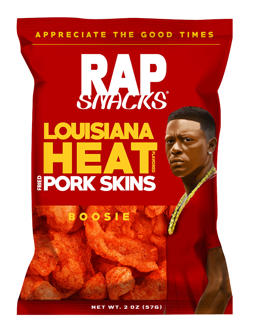 rap snacks boosie louisiana heat fried pork skins (1.75oz) (12 bags)