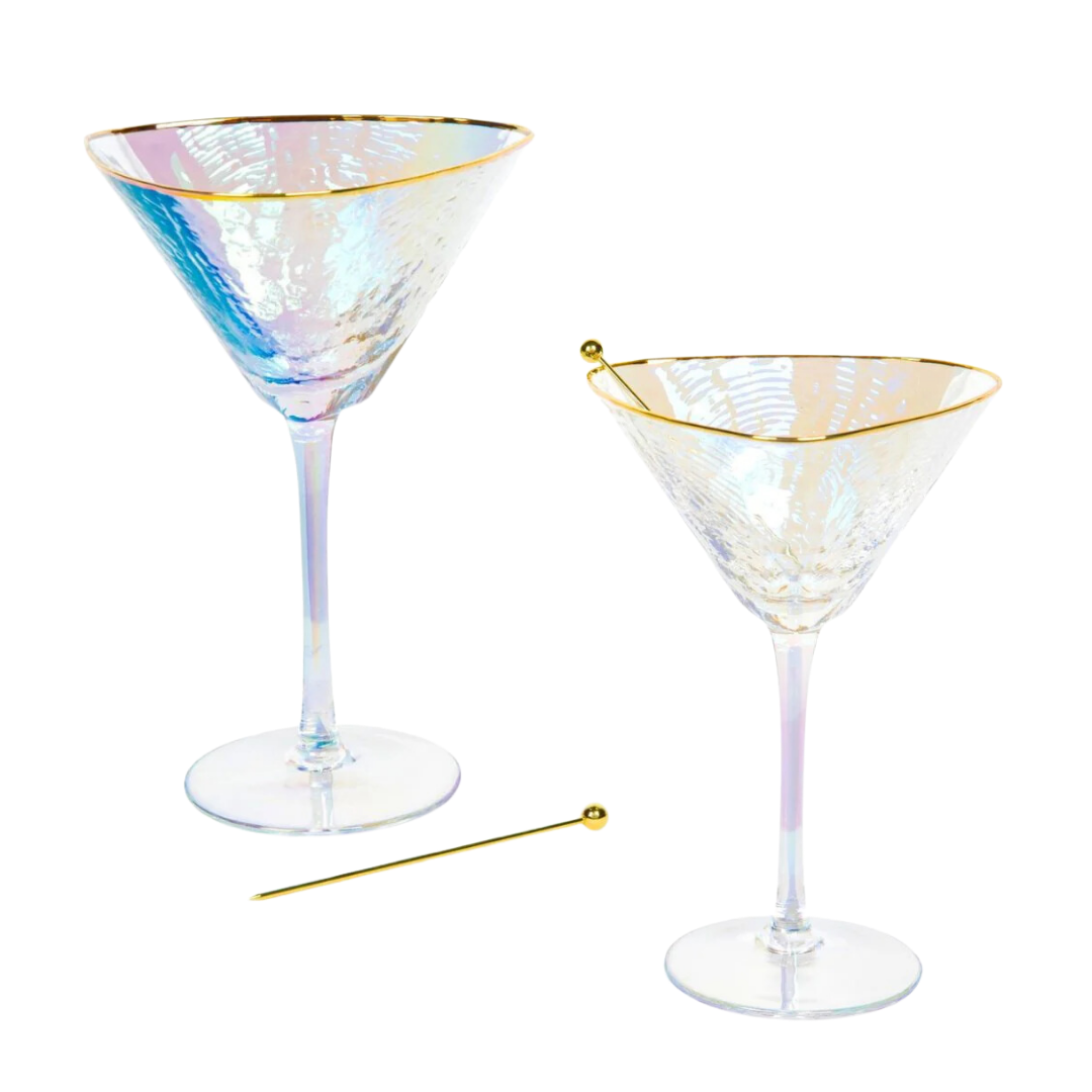 iridescent hammered cocktail glasses