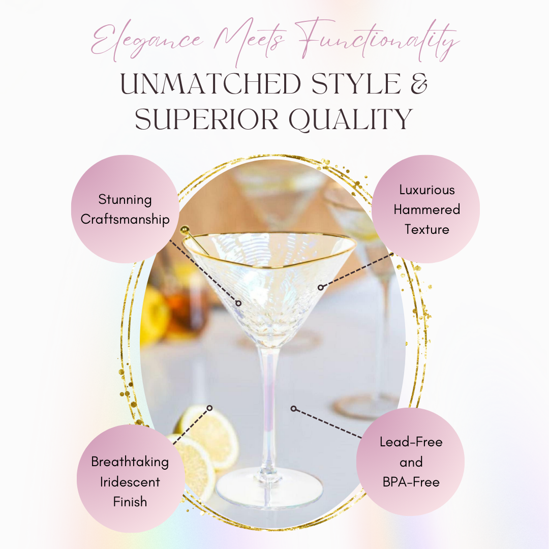 iridescent hammered cocktail glasses
