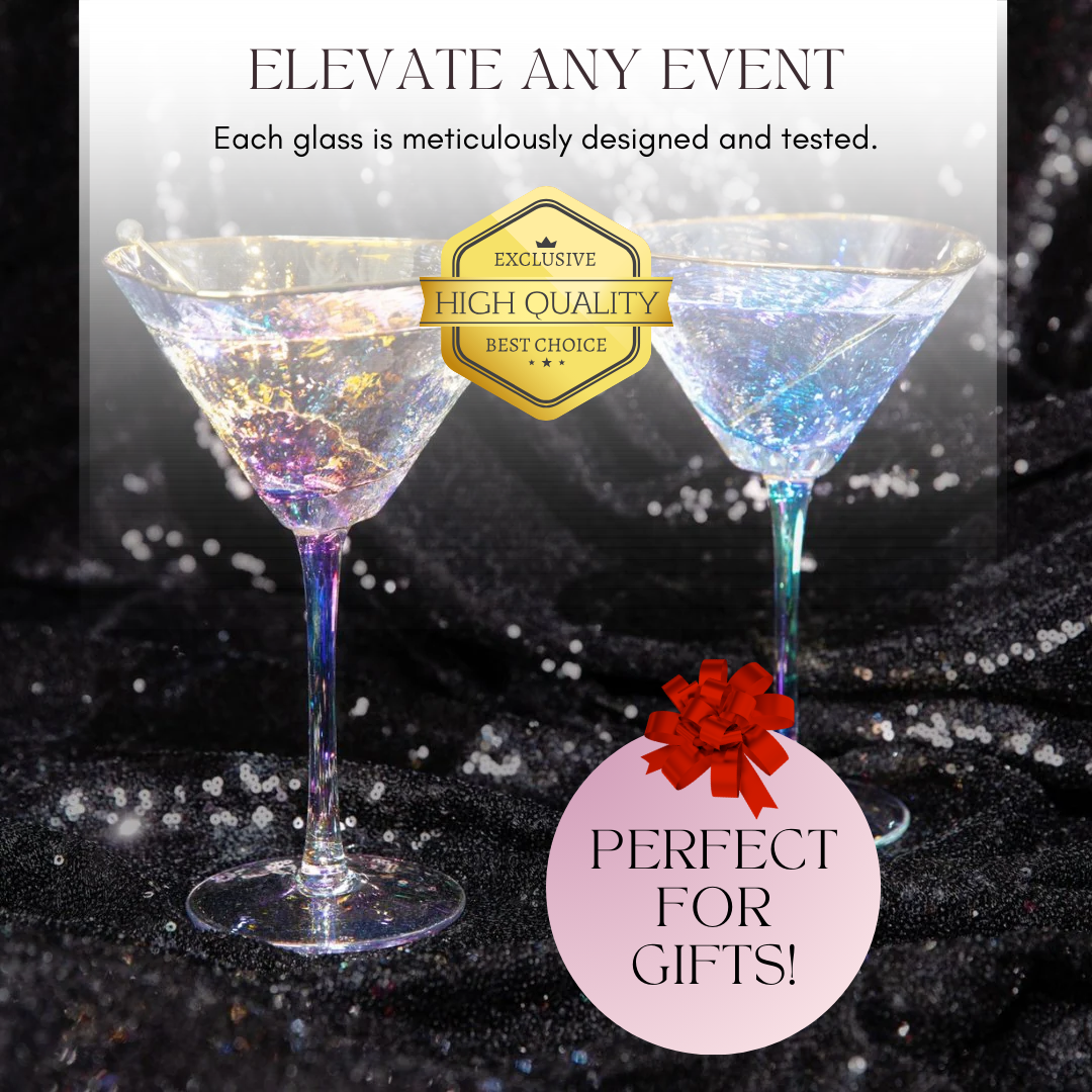 iridescent hammered cocktail glasses