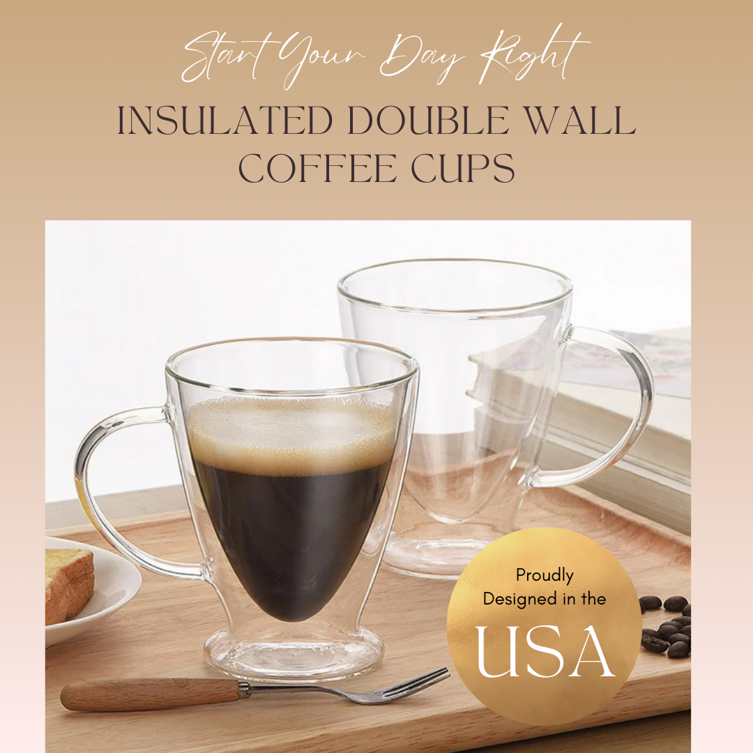 clear insulated double wall glass cup set