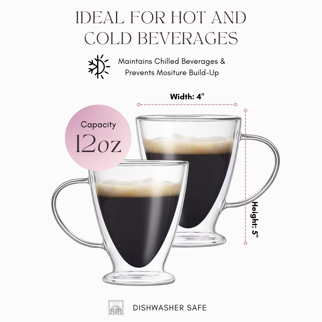 clear insulated double wall glass cup set