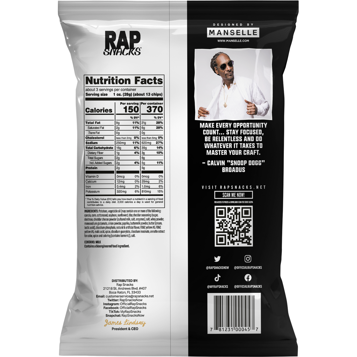rap snacks snoop dogg | og bar-b-que cheddar (10 bags)