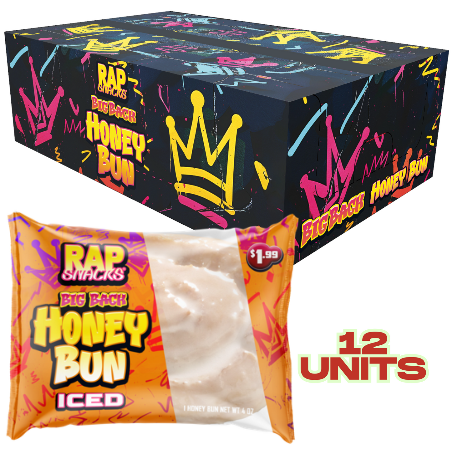 rap snacks big back iced honey bun
