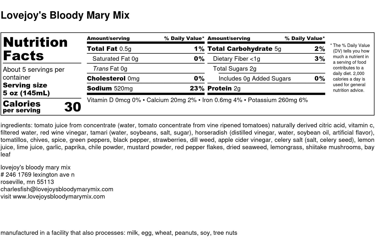 original bloody mary mix 25oz(750ml)