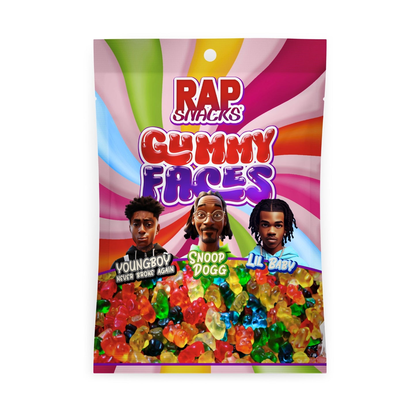 rap snacks gummy candy faces (5.3 oz) 12 bags