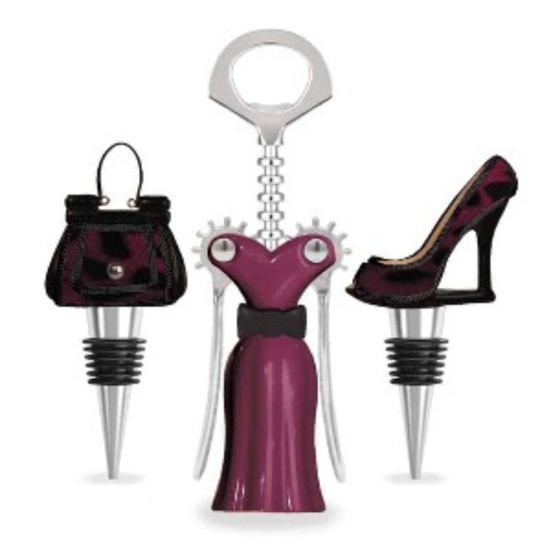 dark red leopard fashion wine stopper set