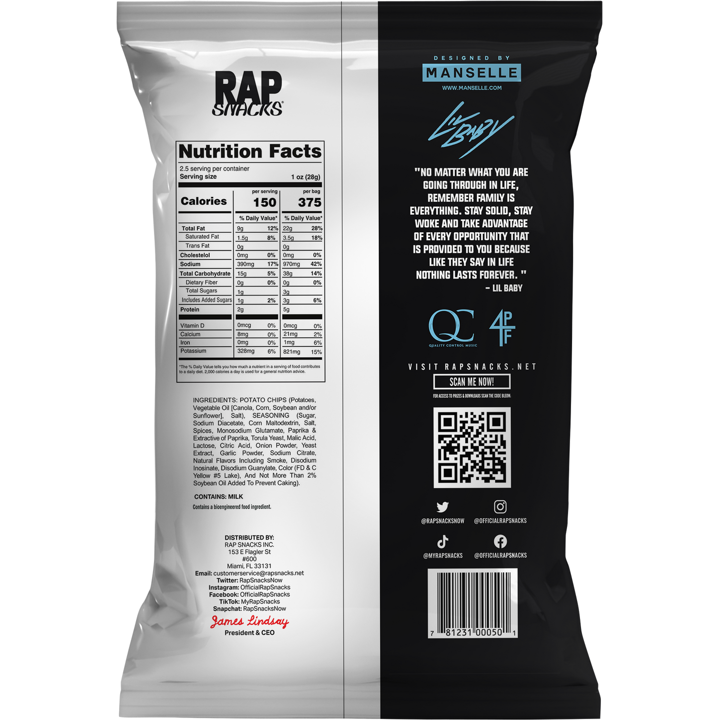 rap snacks lil baby | all in hot potato chips (10 bags)