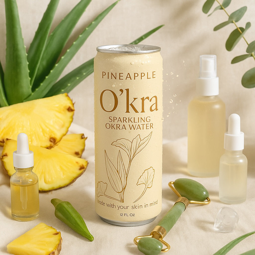 o’kra – sparkling okra water (pineapple) | hydration & skin health (pre-order)