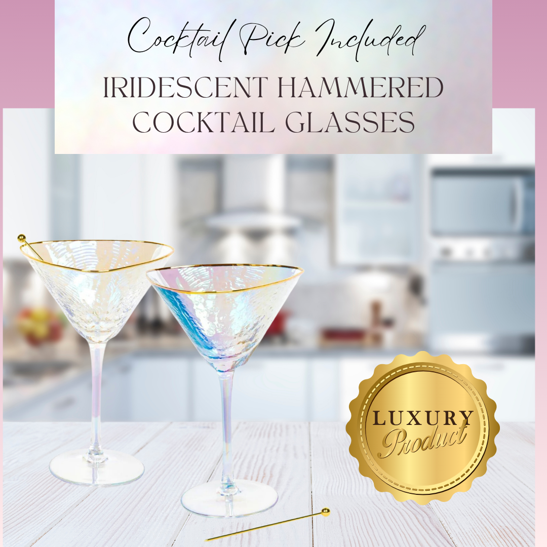 iridescent hammered cocktail glasses
