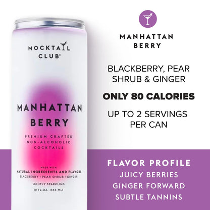 Mocktail Club Havana Twist Sparkling Non-Alcoholic Cocktail 12oz (4pk), 80 Cals, Gluten-Free, No Artificial Ingredients, Zero Proof – with Lime, Cucumber, Mint & Cardamom