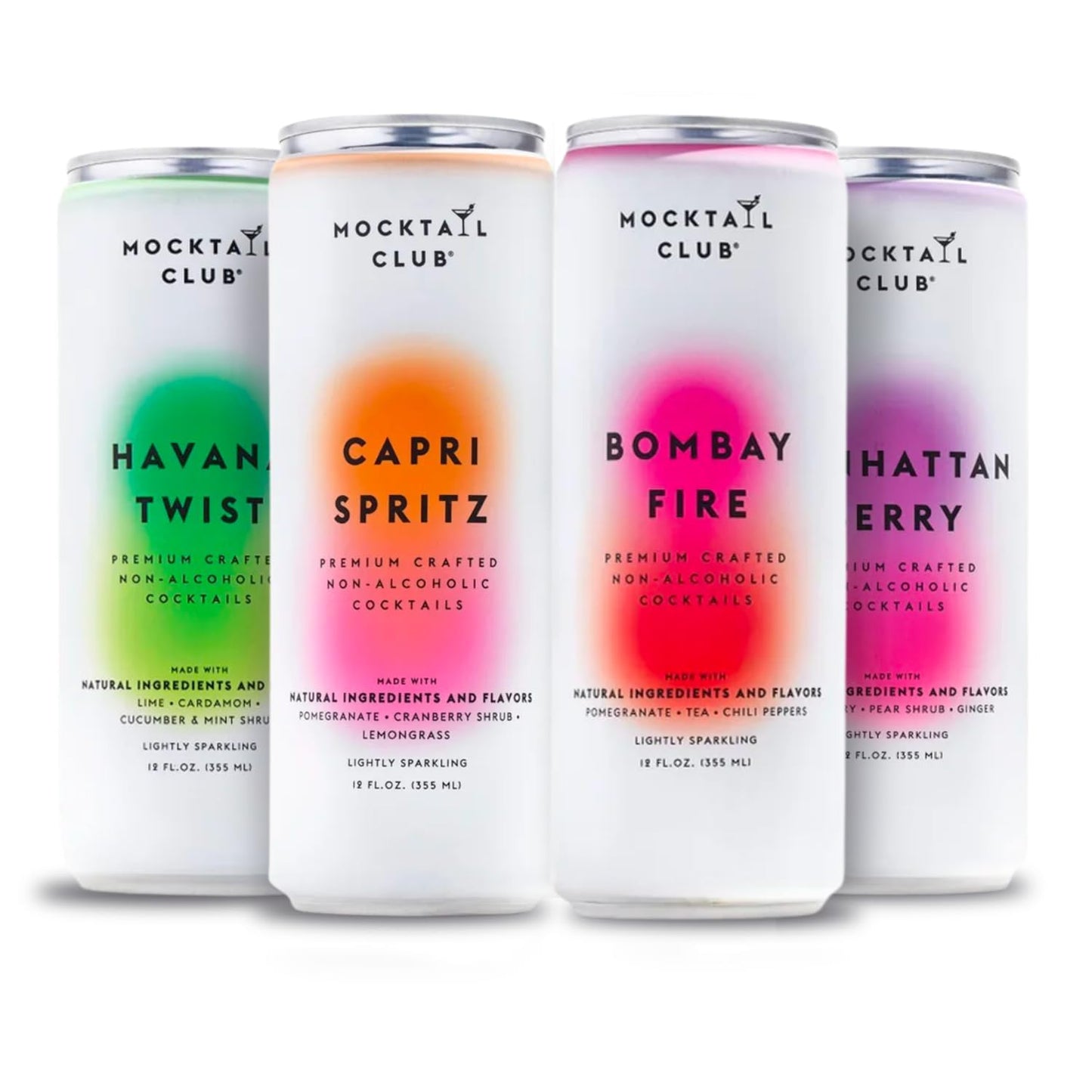 mocktail club havana twist sparkling non-alcoholic cocktail 12oz (4pk), 80 cals, gluten-free, no artificial ingredients, zero proof – with lime, cucumber, mint & cardamom