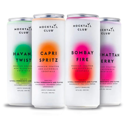 Mocktail Club Havana Twist Sparkling Non-Alcoholic Cocktail 12oz (4pk), 80 Cals, Gluten-Free, No Artificial Ingredients, Zero Proof – with Lime, Cucumber, Mint & Cardamom