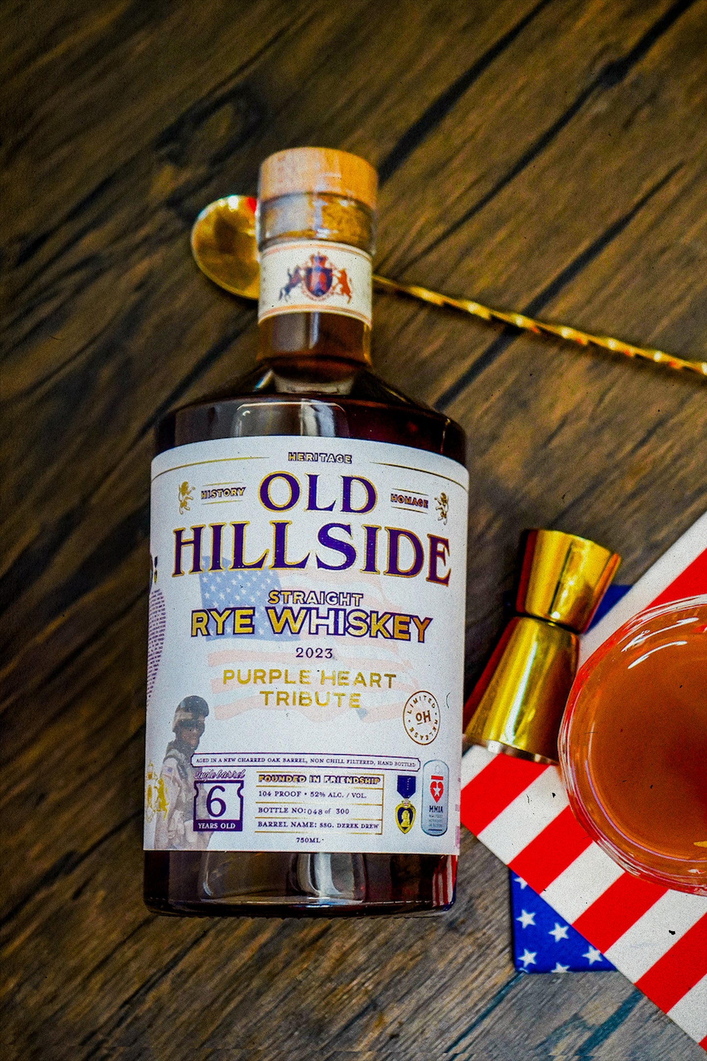 old hillside straight rye purple heart tribute