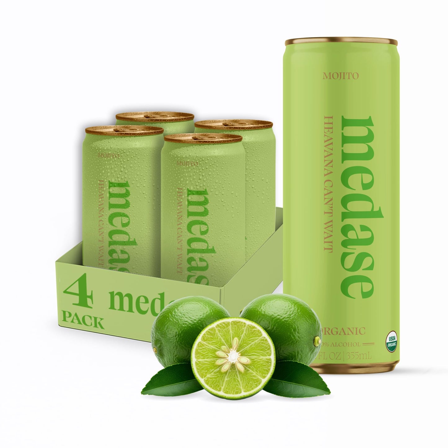 medase non-alcoholic craft cocktails variety (4-pack cans) – margarita, mojito, moscow mule, rum punch, old fashioned & lemon drop
