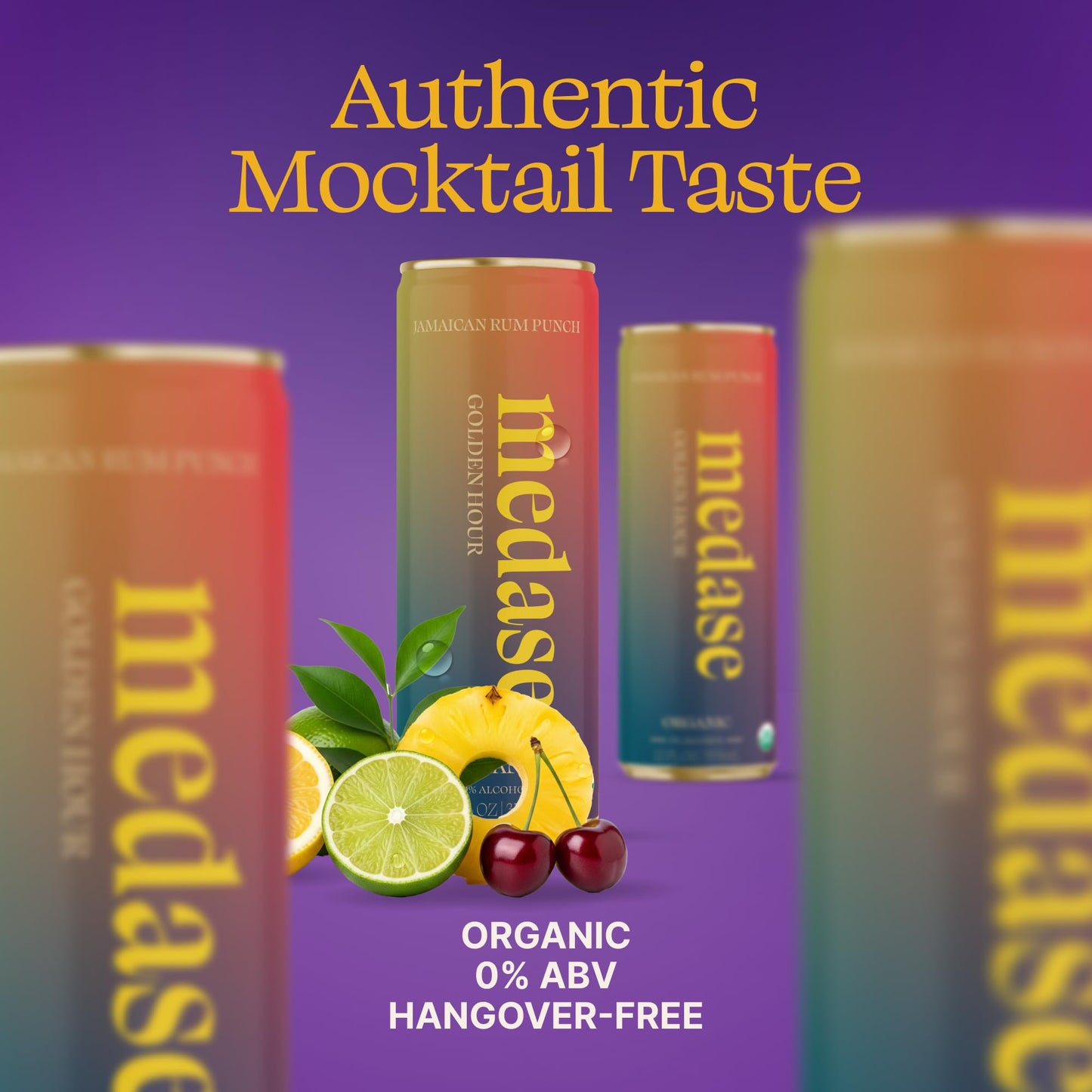 medase non-alcoholic craft cocktails variety (4-pack cans) – margarita, mojito, moscow mule, rum punch, old fashioned & lemon drop