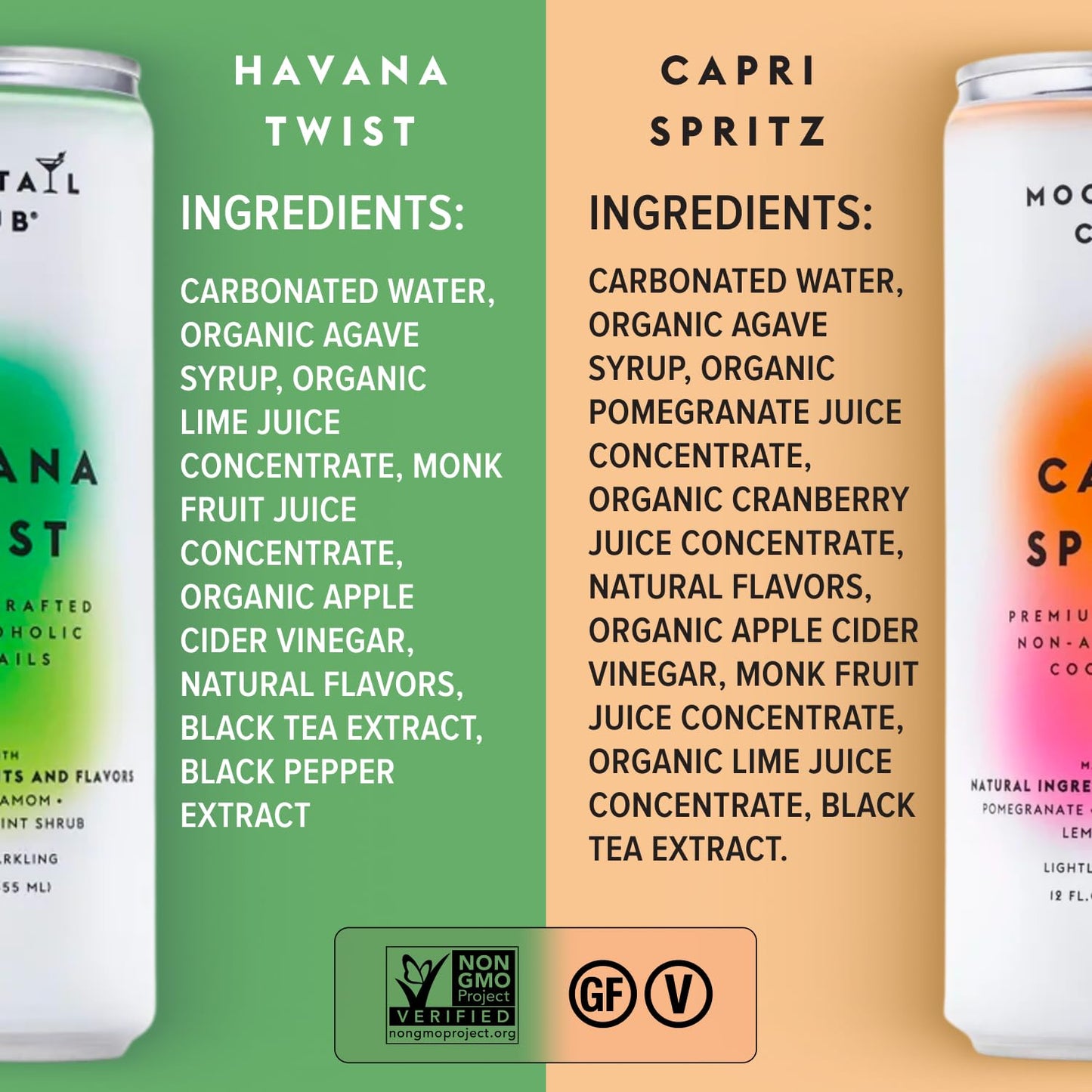 mocktail club havana twist sparkling non-alcoholic cocktail 12oz (4pk), 80 cals, gluten-free, no artificial ingredients, zero proof – with lime, cucumber, mint & cardamom