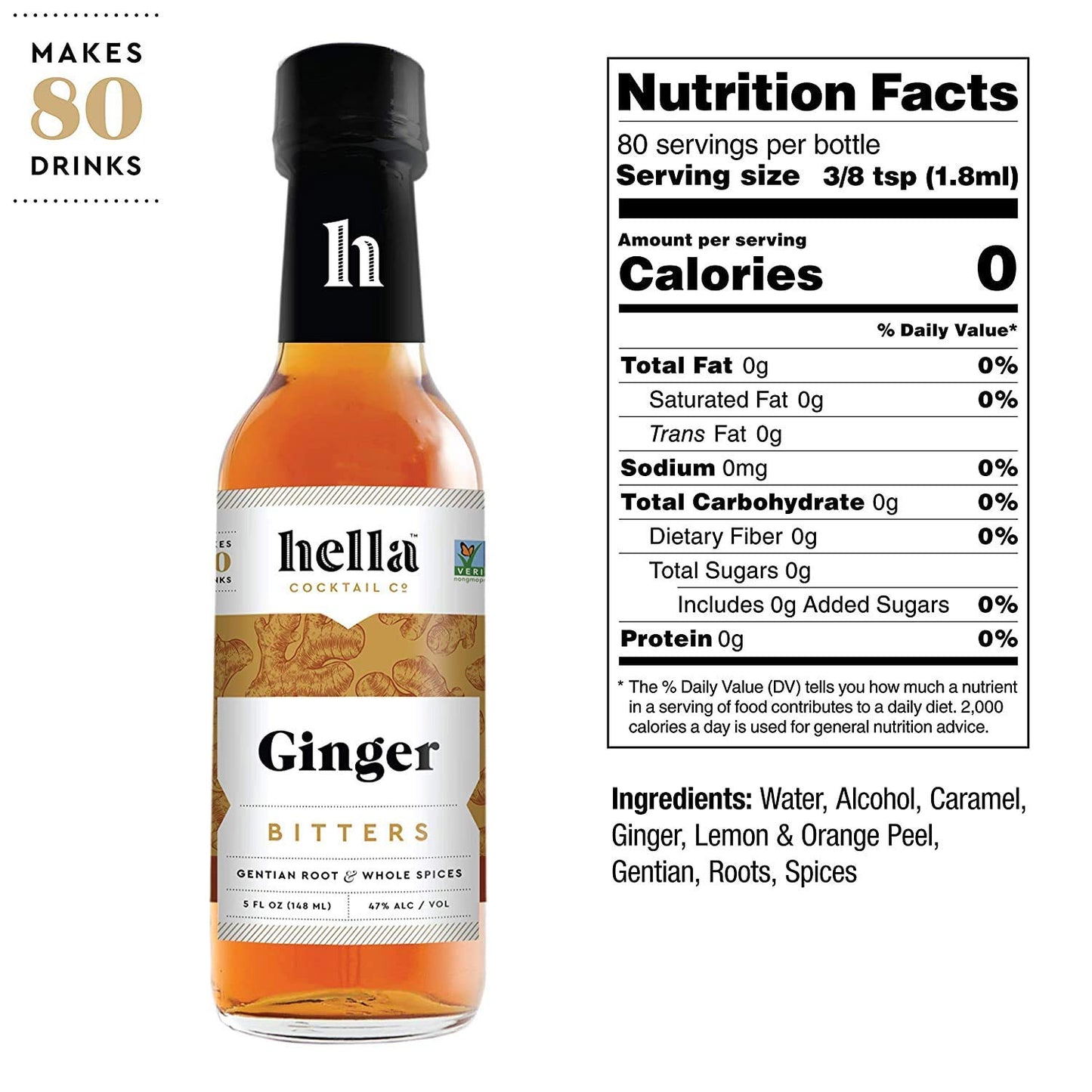 hella cocktail co. ginger bitters (5 fl oz) - craft cocktail bitters made with real ginger and whole spices