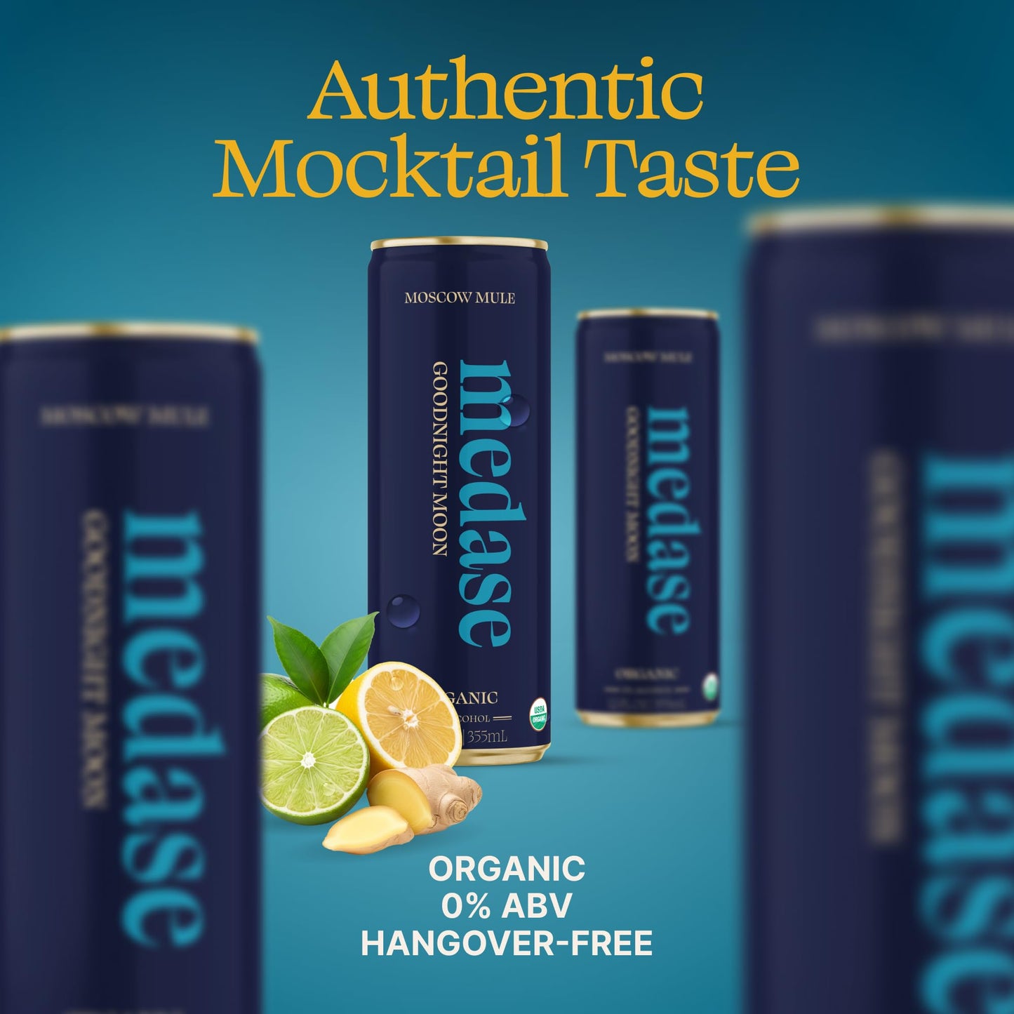 medase non-alcoholic craft cocktails variety (4-pack cans) – margarita, mojito, moscow mule, rum punch, old fashioned & lemon drop