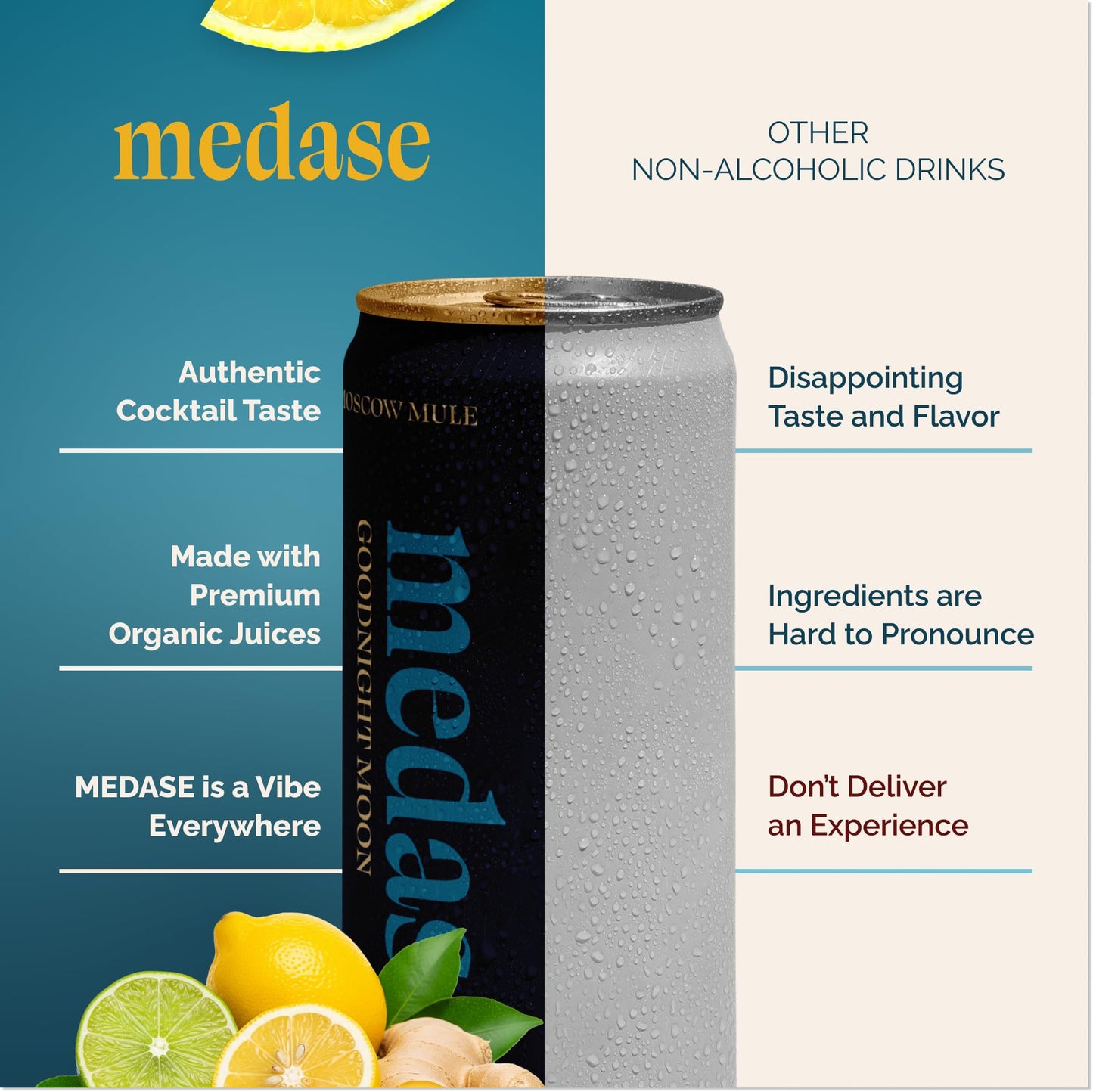 medase non-alcoholic craft cocktails variety (4-pack cans) – margarita, mojito, moscow mule, rum punch, old fashioned & lemon drop
