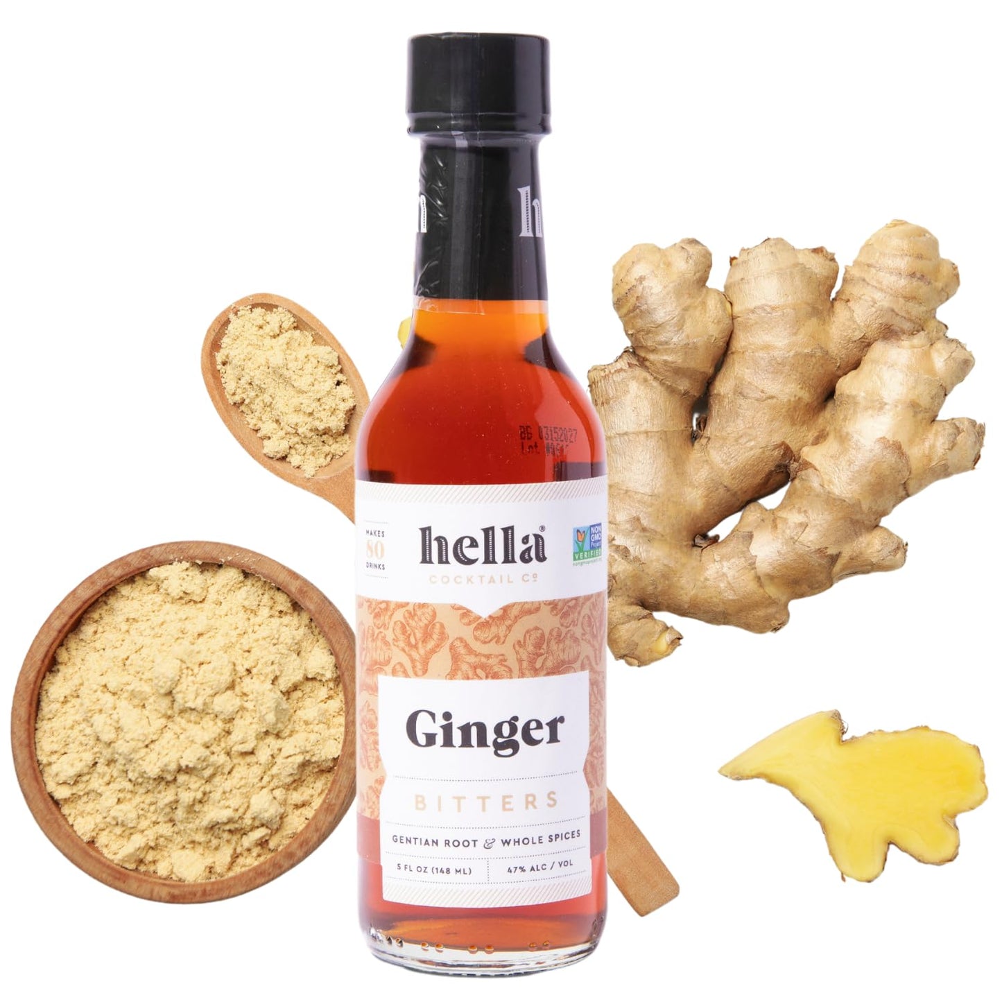 hella cocktail co. ginger bitters (5 fl oz) - craft cocktail bitters made with real ginger and whole spices