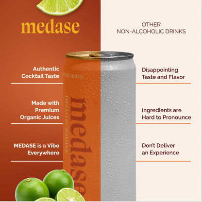 Medase Non-Alcoholic Craft Cocktails Variety (4-Pack Cans) – Margarita, Mojito, Moscow Mule, Rum Punch, Old Fashioned & Lemon Drop