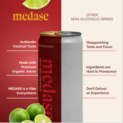 Medase Non-Alcoholic Craft Cocktails Variety (4-Pack Cans) – Margarita, Mojito, Moscow Mule, Rum Punch, Old Fashioned & Lemon Drop
