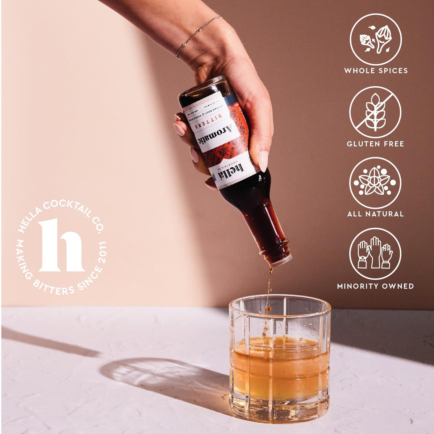 hella cocktail co. aromatic bitters (5 fl oz) - craft cocktail bitters for classic old fashioned and manhattan cocktails