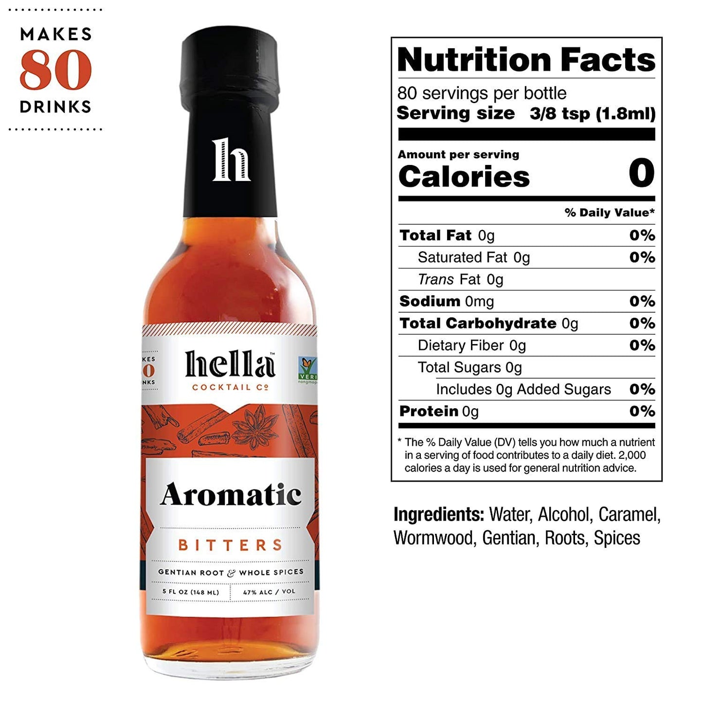 hella cocktail co. aromatic bitters (5 fl oz) - craft cocktail bitters for classic old fashioned and manhattan cocktails