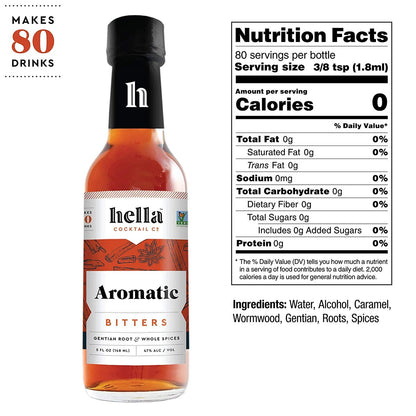 Hella Cocktail Co. Aromatic Bitters (5 Fl Oz) - Craft Cocktail Bitters for Classic Old Fashioned and Manhattan Cocktails