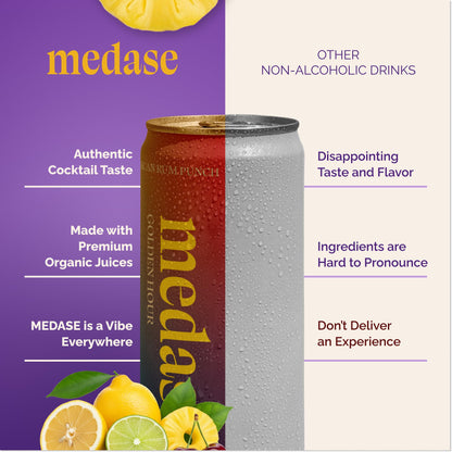 Medase Non-Alcoholic Craft Cocktails Variety (4-Pack Cans) – Margarita, Mojito, Moscow Mule, Rum Punch, Old Fashioned & Lemon Drop