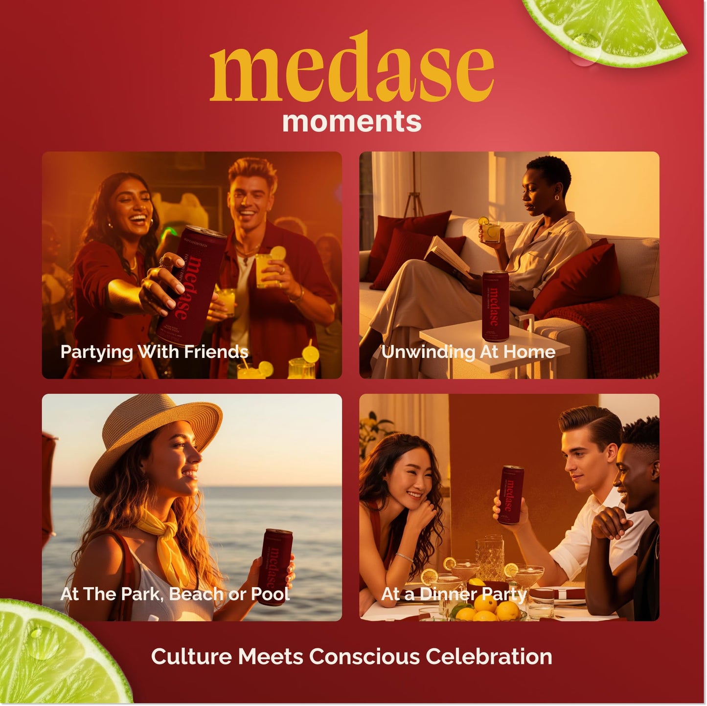 medase non-alcoholic craft cocktails variety (4-pack cans) – margarita, mojito, moscow mule, rum punch, old fashioned & lemon drop