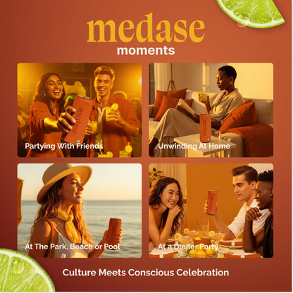 Medase Non-Alcoholic Craft Cocktails Variety (4-Pack Cans) – Margarita, Mojito, Moscow Mule, Rum Punch, Old Fashioned & Lemon Drop