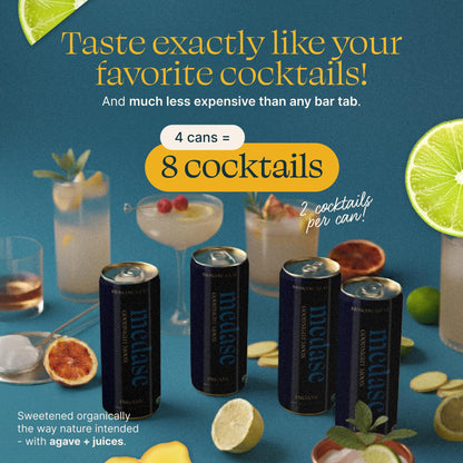 Medase Non-Alcoholic Craft Cocktails Variety (4-Pack Cans) – Margarita, Mojito, Moscow Mule, Rum Punch, Old Fashioned & Lemon Drop