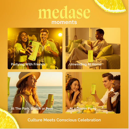 Medase Non-Alcoholic Craft Cocktails Variety (4-Pack Cans) – Margarita, Mojito, Moscow Mule, Rum Punch, Old Fashioned & Lemon Drop