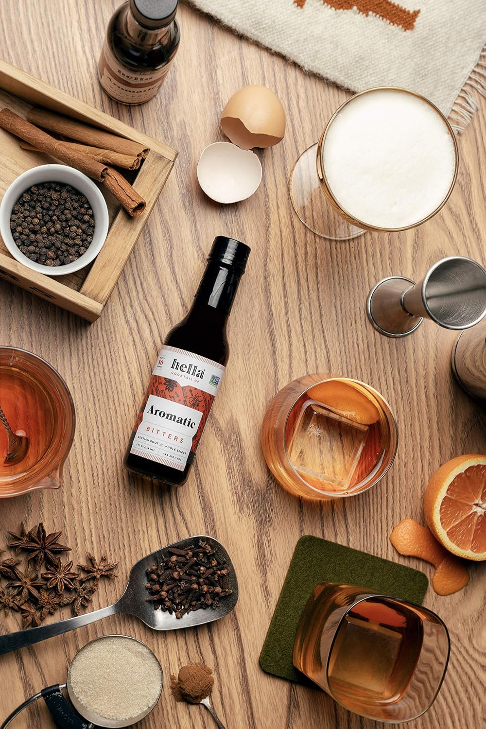 hella cocktail co. aromatic bitters (5 fl oz) - craft cocktail bitters for classic old fashioned and manhattan cocktails