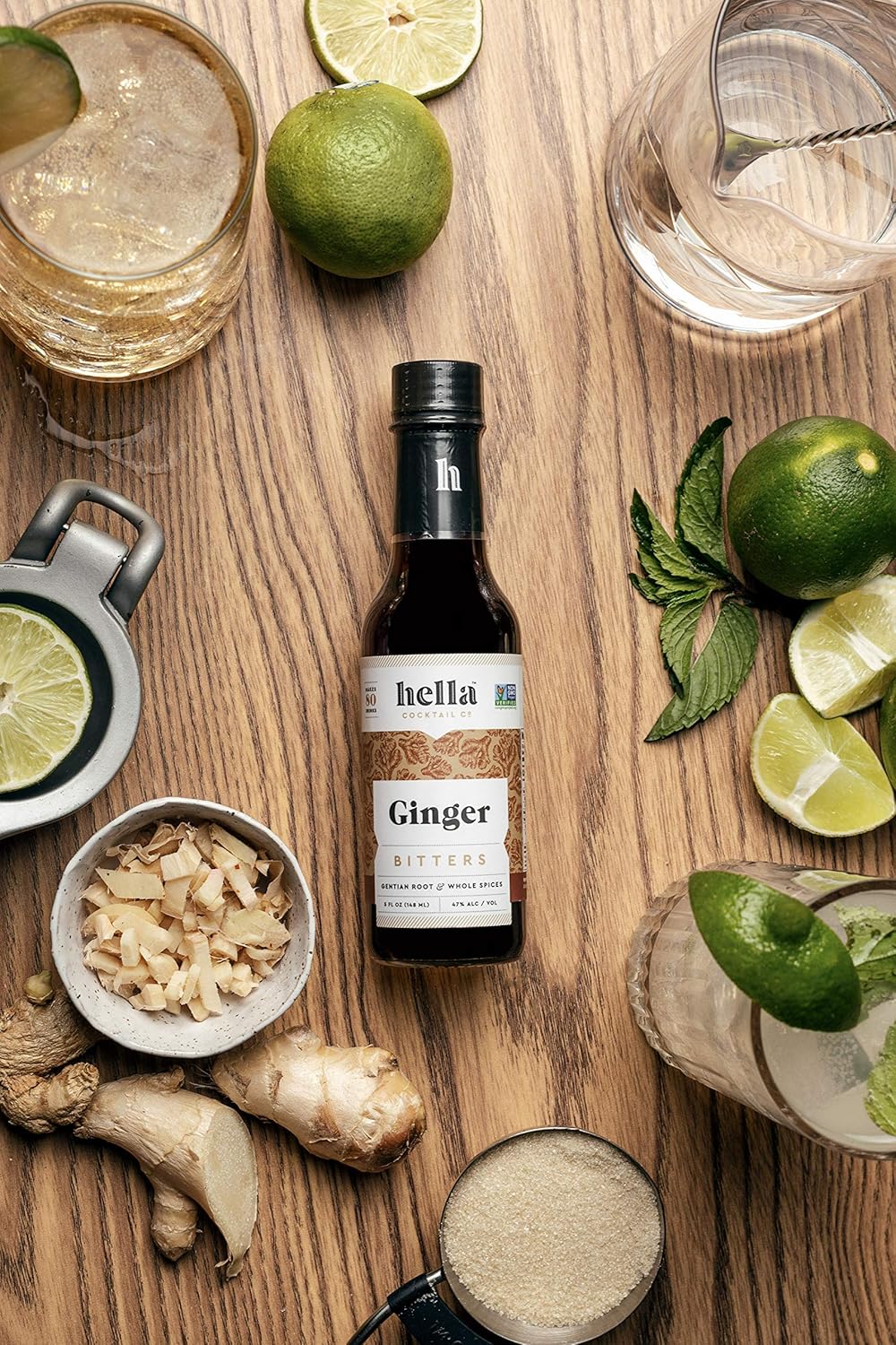hella cocktail co. ginger bitters (5 fl oz) - craft cocktail bitters made with real ginger and whole spices