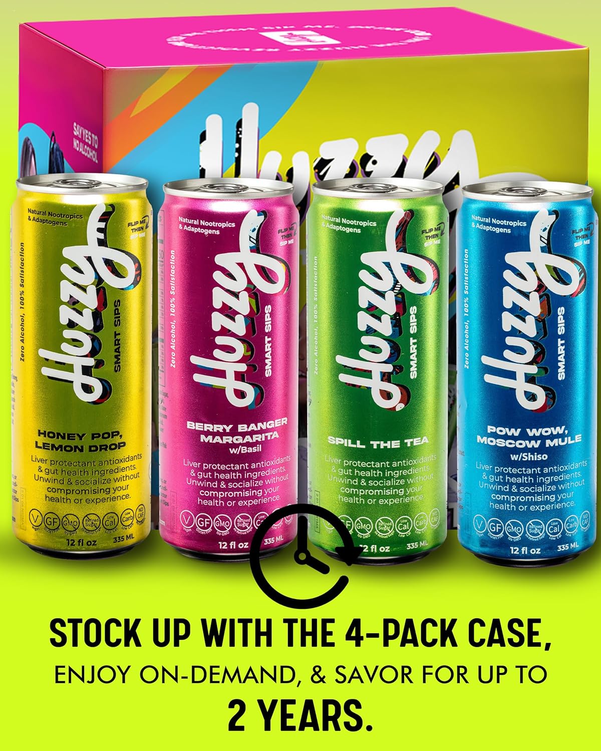 huzzy smart sips greatest sips variety pack | 4 flavors | 4-pack