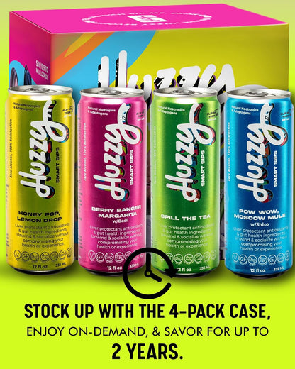 Huzzy Smart Sips Greatest Sips Variety Pack | 4 Flavors | 4-Pack