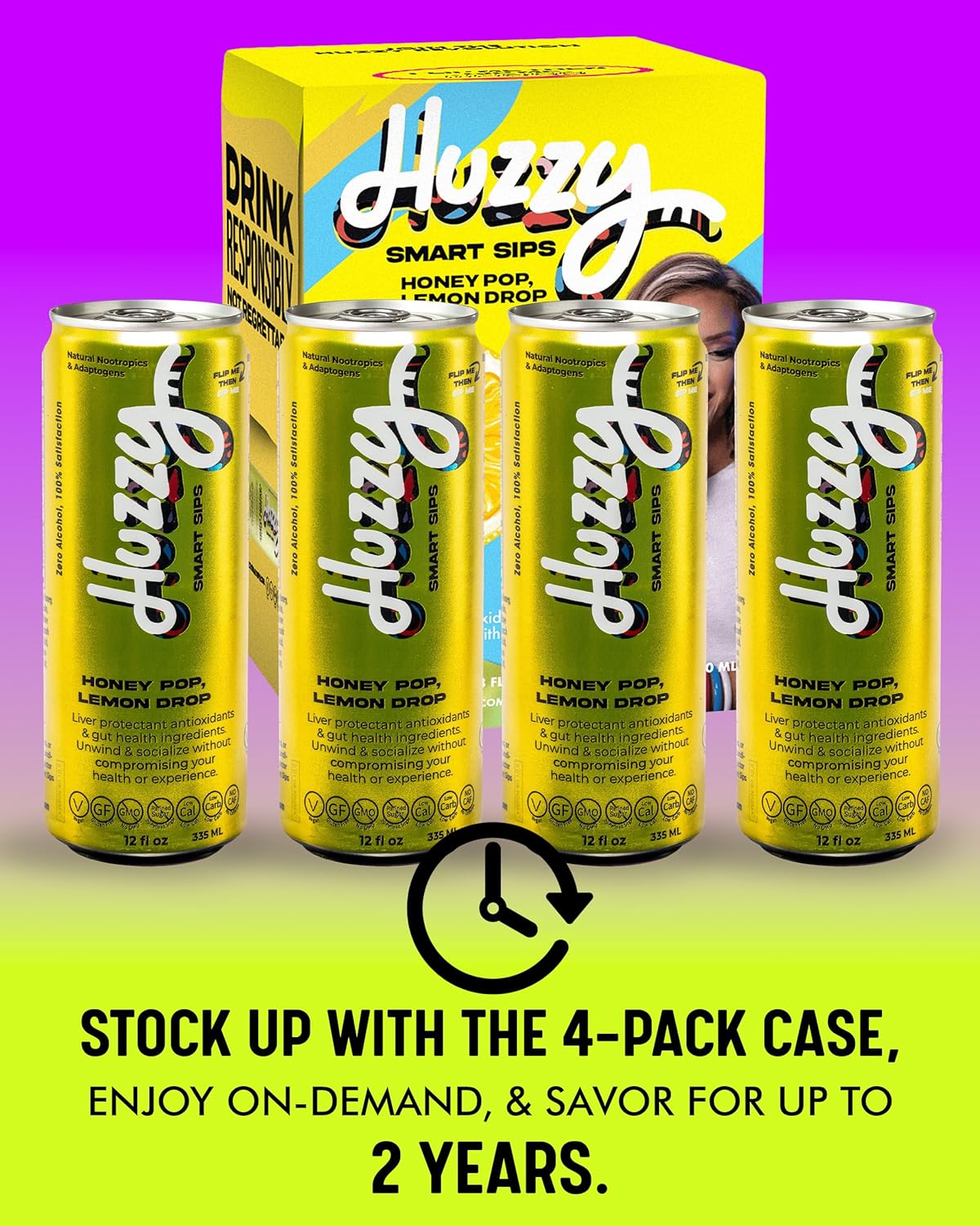 huzzy smart sips honey pop lemon drop