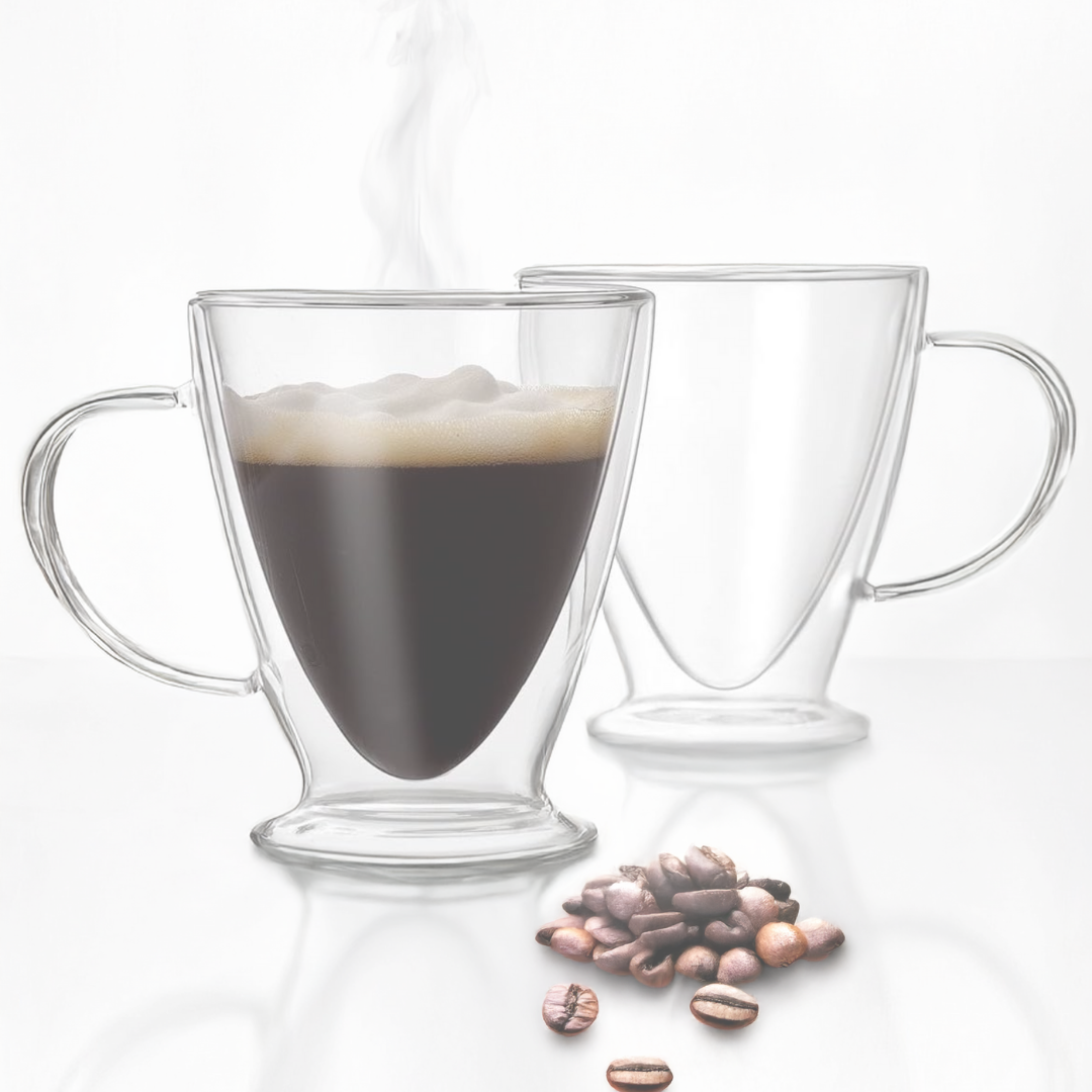 clear insulated double wall glass cup set