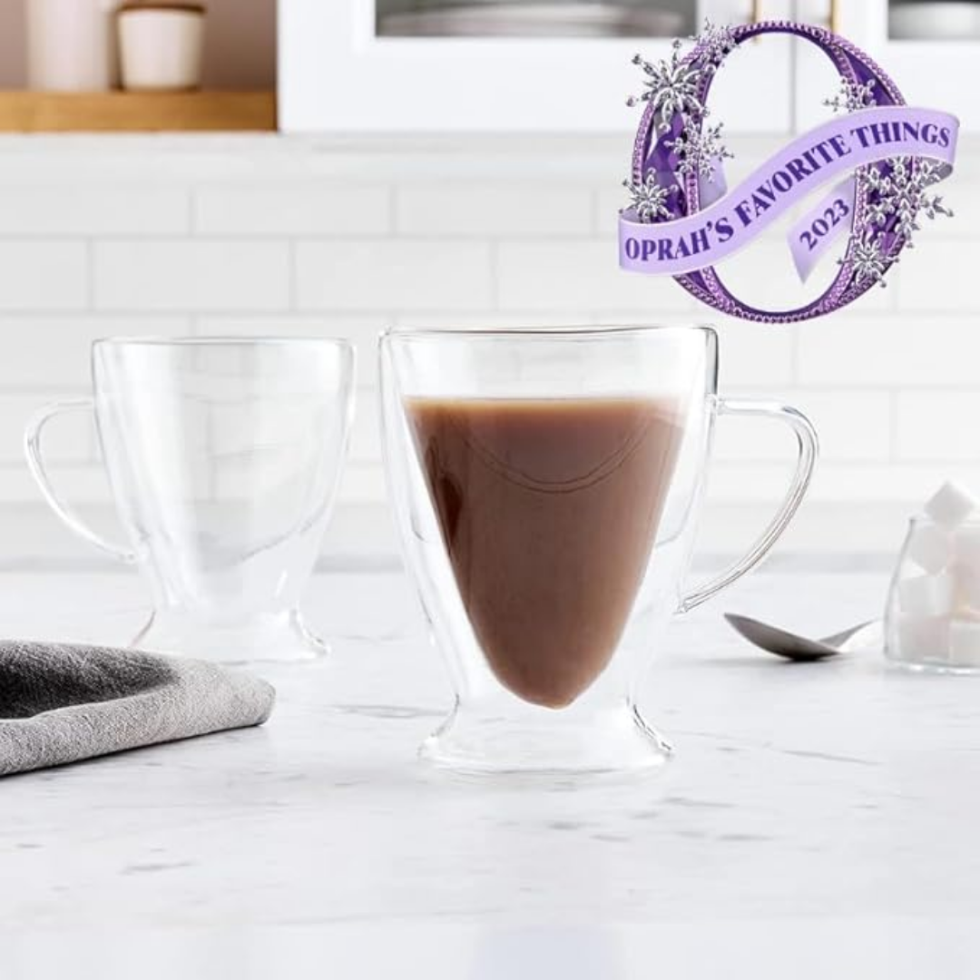 clear insulated double wall glass cup set