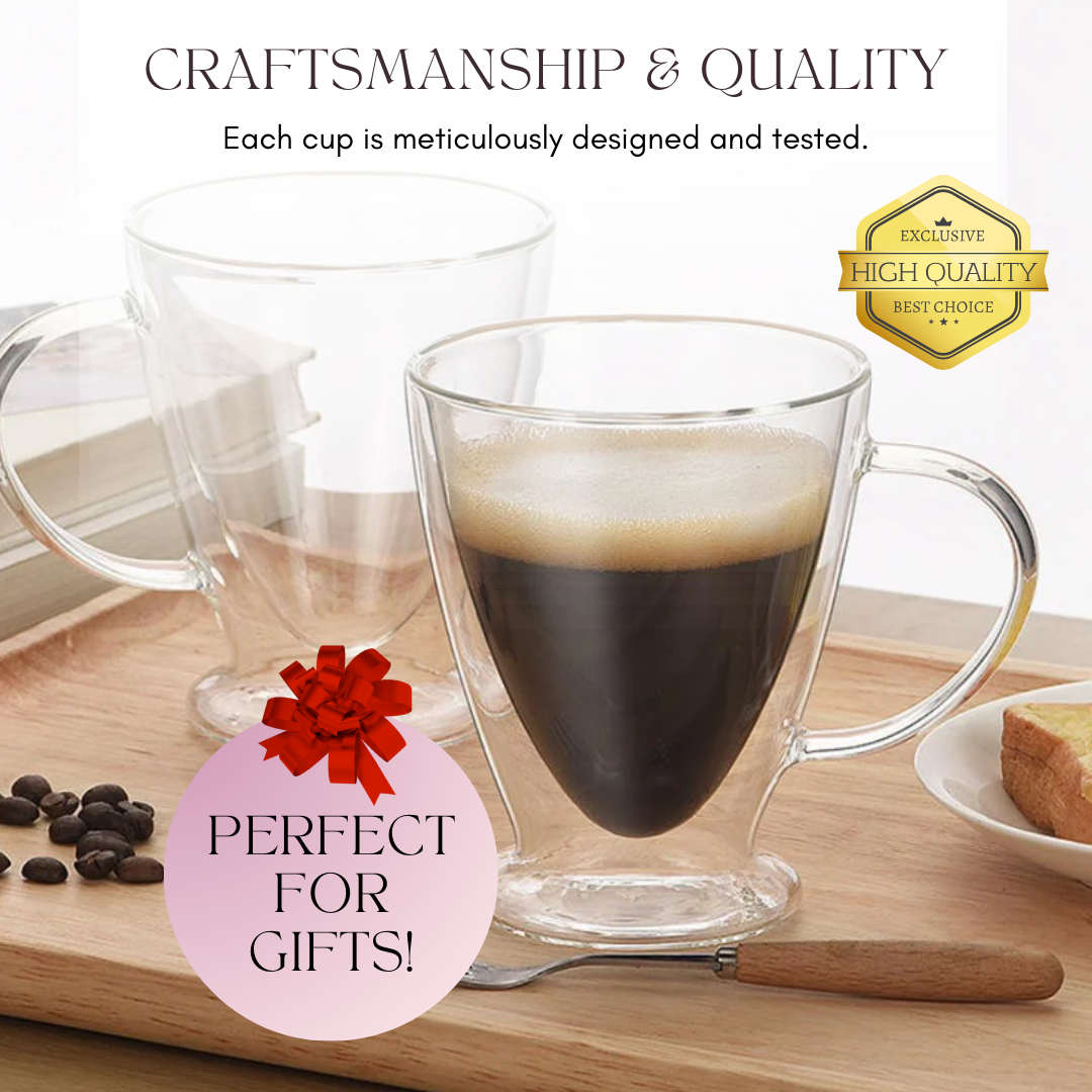 clear insulated double wall glass cup set