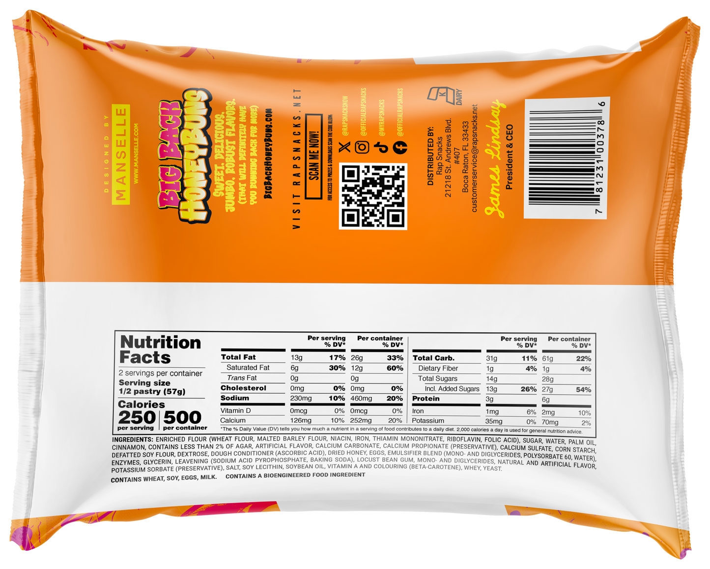 rap snacks big back glazed honey bun