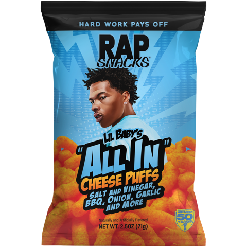 rap snacks lil baby's all in cheese puffs (2.5oz) (12 bags)